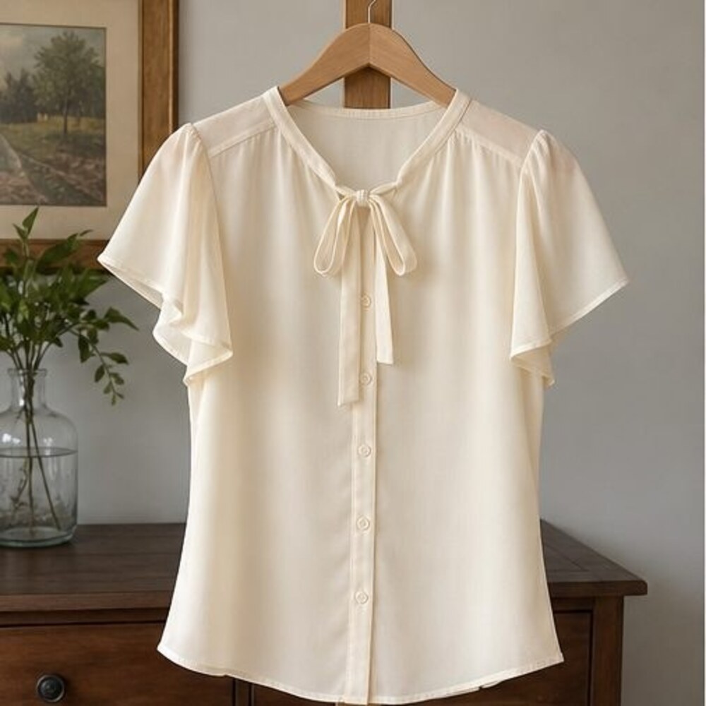 Cream Wrap Blouse